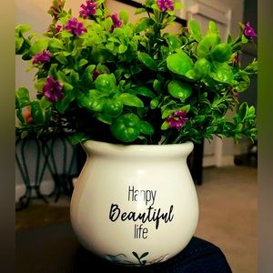 Donated - Happy Beautiful Life vase with greenery.
